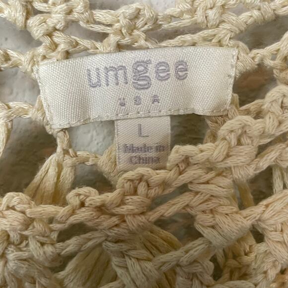 Umgee USA Boho Crochet Poncho Top Size L Turquoise Festival Vacation - Picture 3 of 4